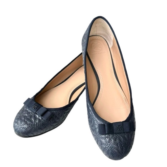 Tory Burch Marion Quilted Ballet Flats Bow 8.5 - Picture 1 of 9